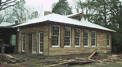 Wooden siding is installed